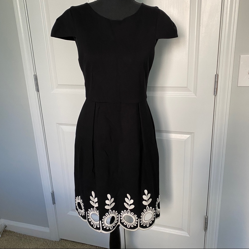 4.collective Kate Embroider Cap Sleeve Black Dress